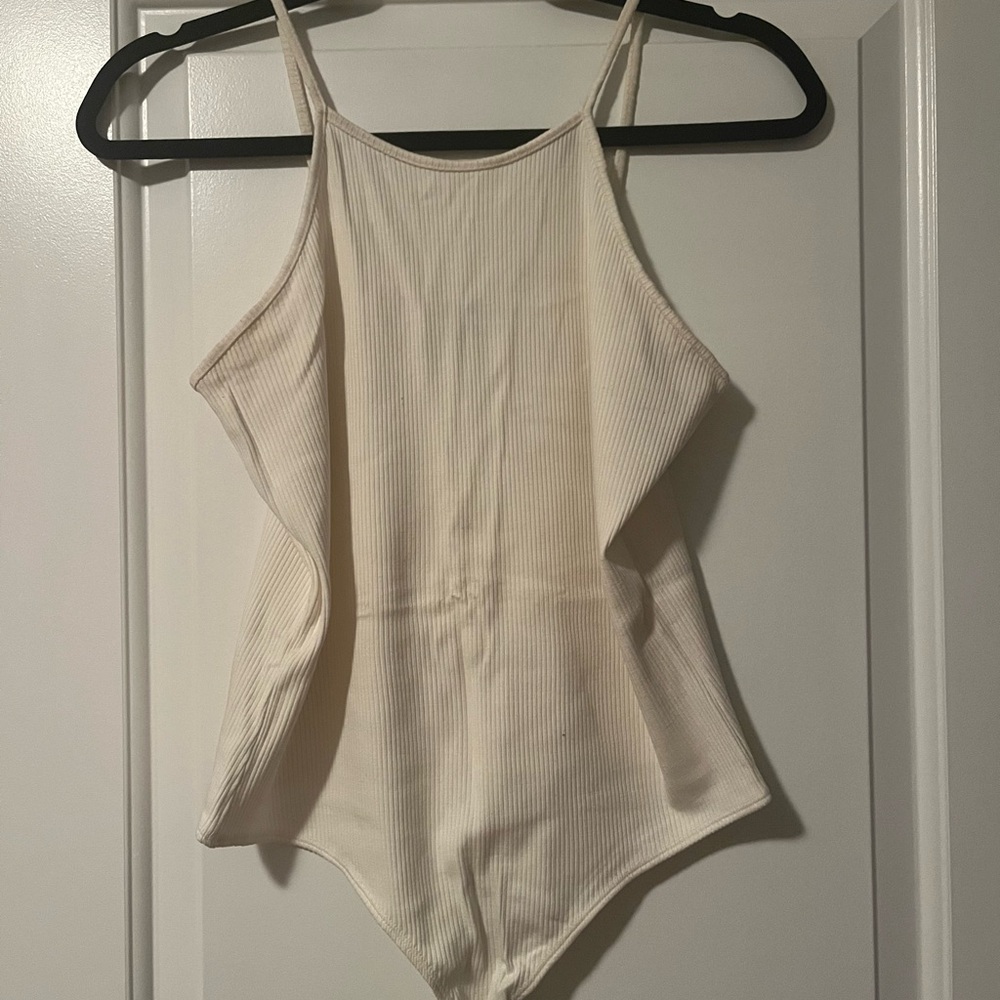 Express cream ribbed bodysuit